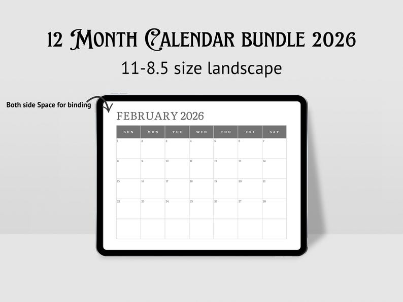2026 Editable Calendar Bundle 12 Month Printable and Fillable PDF 3 ...