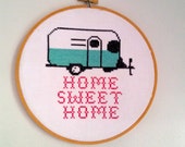 cross stitch pattern Home Sweet Home trailer camper pdf