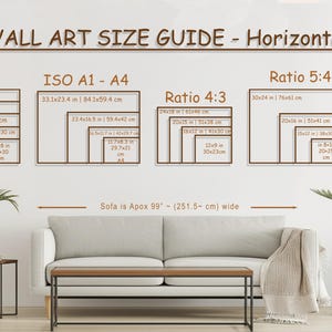 Guide des tailles des oeuvres d&#39;art murales Guide des tailles du cadre Guide des tailles d&#39;impression