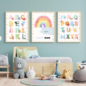 10 Educational Posters for Kids, Alphabet, Numbers, Colours, Animals, Nursery Wall Art, Classroom Wall Decor, Homeschool WALL Printables