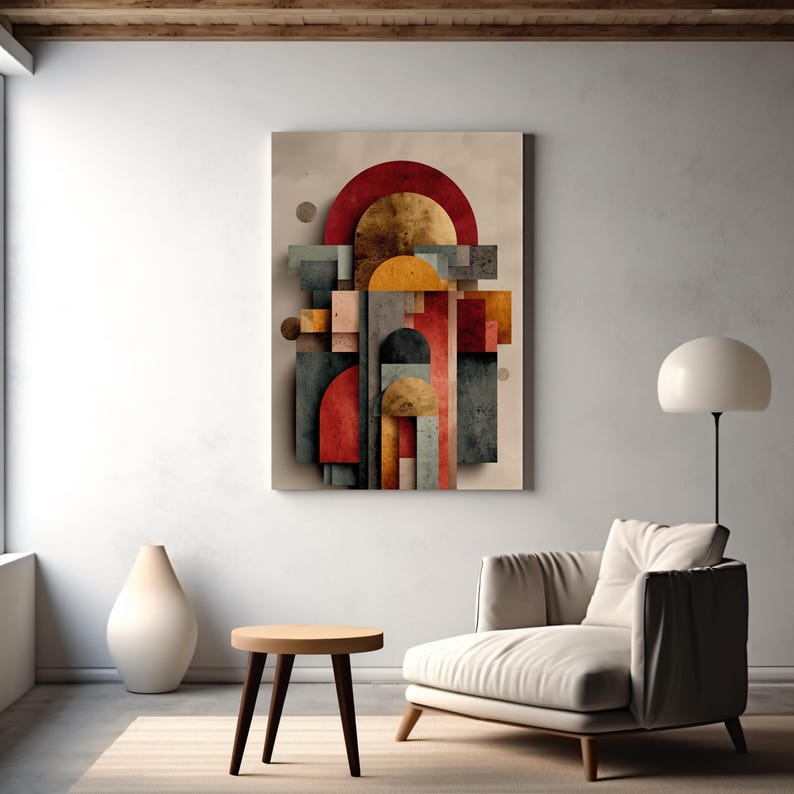 Bauhaus Abstract Architecture Prints Geometric Mid Century Wall Art Set ...