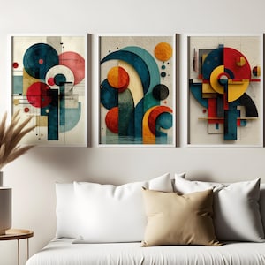 Bauhaus Art Prints Set: Mid-Century Modern Geometric Trio (Digital Download