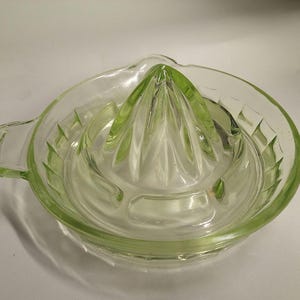 Vintage Uranium Glass Juicer Depression Glass