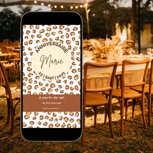 Invitation anniversaire numérique à personnaliser - Carte animée léopard - Modifie sur Canva - Partage sur Whatsapp - eCard digitale