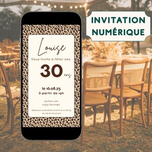 Crea il tuo invito di compleanno a tema leopardo, modello modificabile su Canva, personalizza e condividi online