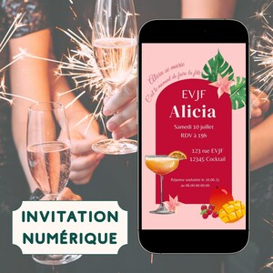 Invitation digitale EVJF - Enterrement de vie de jeune fille à partager en un clic - Modèle à personnaliser avec Canva