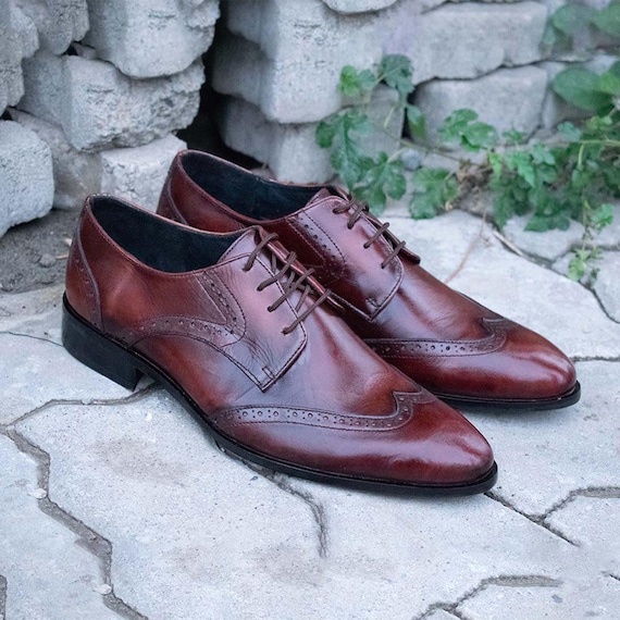 blue dress for baby girl Men Oxford Two Tone Brogue Wingtip Purple Black Leather Shoe main image 0
