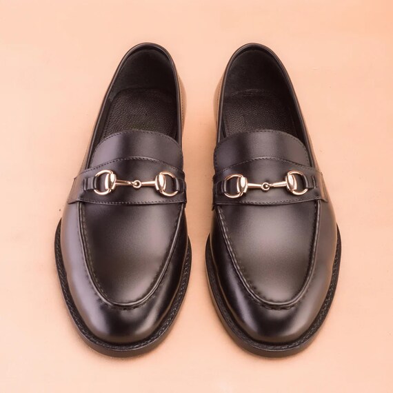 Handmade Mens Black Leather Horsebit Loafers: Men’s Luxury Dress Shoes