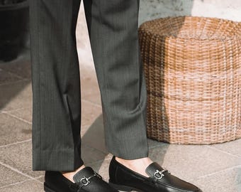 Mocassins à mors en cuir souple noir faits main : Chaussures habillées de luxe pour hommes