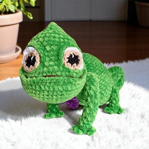 chameleon plush Crochet amigurumi, green chameleon stuffed animal crochet download, kawaii chameleon crochet animals, chameleon plush gift c