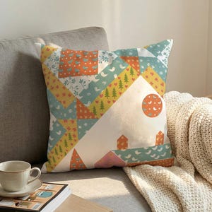 Woodland Cabin Patchwork Baumwolle Leinen Kissenbezug, rustikaler Vogel Baum Sofa Kissenbezug, Bauernhaus Cabin Home Decor Geschenk