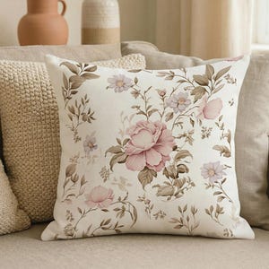 Fodera per cuscino floreale, fodera per cuscino botanico vintage per arredamento in stile cottagecore, federa romantica per cuscino decorativo, regalo per lei