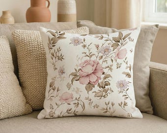 Floral Kissenbezug, Vintage botanische Kissenbezug Cottagecore Wohnkultur, Romantischer Dekokissenbezug Geschenk für Sie