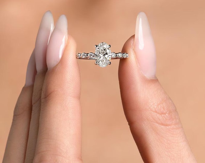 Diamond Engagement Ring Oval Cut D/VVS2 Lab Grown / IGI Certified Diamond Ring / CVD Diamonds/ 14k Yellow
