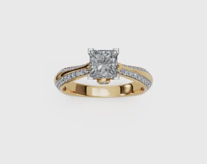 The Princess’s Secret Lab Grown Diamond Engagement Ring  3.888 gm (approx.) 14 KT Yellow Gold