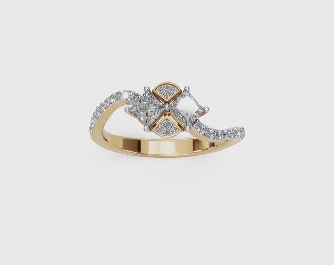 Odette's Princess Union Diamond Ring Use CVD Diamond