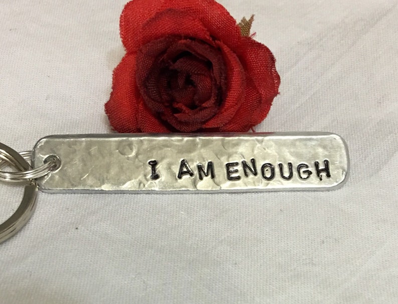 I am enough hand stamped key chain self love key chain. Love Etsy