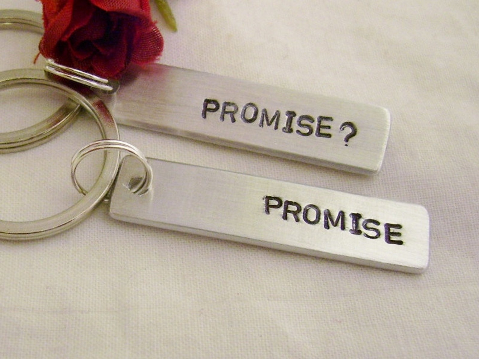 Promise and Promise hand stamped couples key chains Etsy