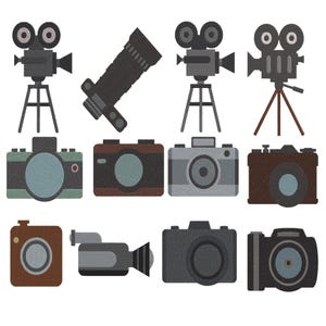 Maskinbroderidesign för kamera, broderi med retrofilmprojektor, fotografibroderi, broderi med fotokamera, omedelbar digital nedladdning