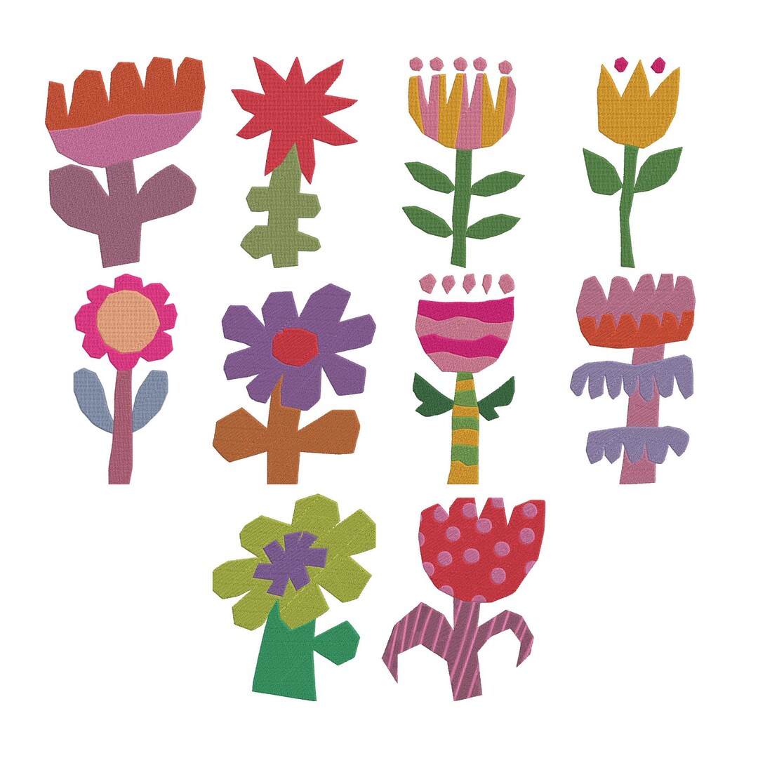 Floral Folk Scandinavian Flower Embroidery Design Bundle, Nordic ...