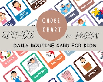 Toddler Routine Chart Visual Schedule Cards Daily Routine Printable Kids Chore Chart Morning Bedtime Routine Preschool EDITABLE