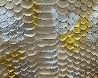 High - Quality Genuine Snake Skin Leather: Unique Designer Material for Fashion & Craft Projects——Creamy Lemon