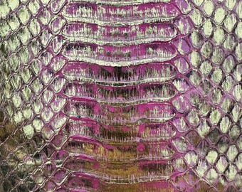 High - Quality Genuine Snake Skin Leather: Unique Designer Material for Fashion & Craft Projects——Golden Rose