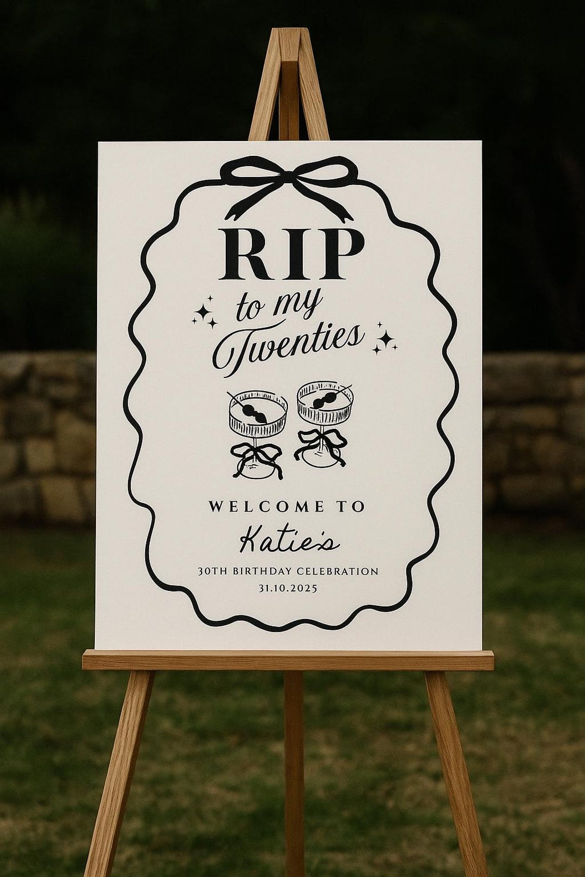 30th Birthday Welcome Sign, RIP 20s Twenties, Black, Bow, - Etsy