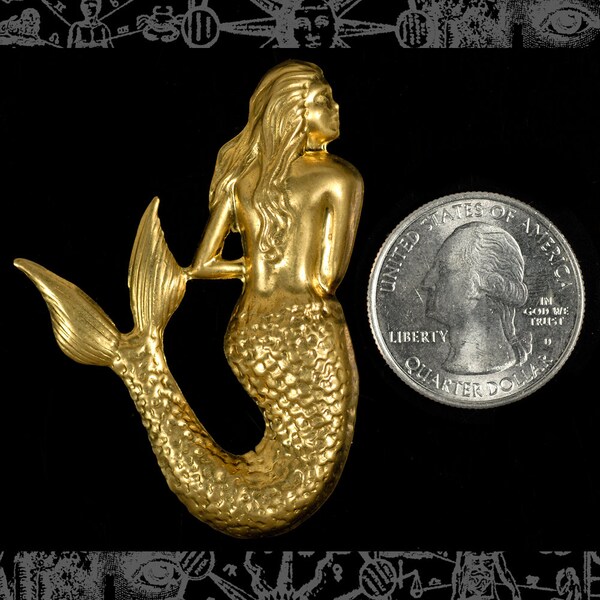 Extra Large Raw Brass Shy Mermaid, One - XXX - *B-P79