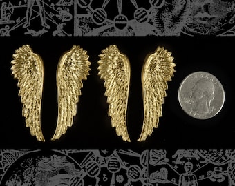 Rohes Messing Engel Flügel Charms Anhänger, Set mit zwei Anhängern - B-P09