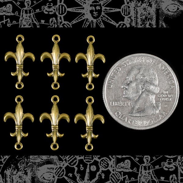 Antiqued Brass Fleur De Lis Connectors - Set of 12 - AB-2C14