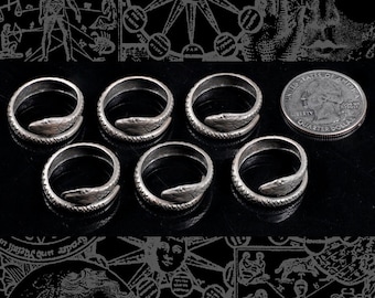Six Silver Plated Brass Snake Rings  *RING-S14