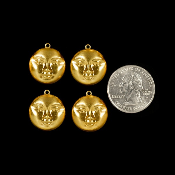 Full Moon Raw Brass Pendants - Set of Four - B-P90