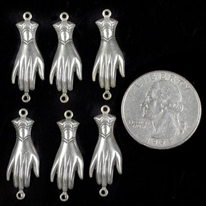 Antiqued Silver Plated Brass Hand Connectors - Set of Six - S-2C15