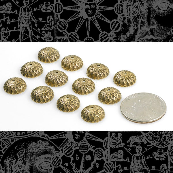 Antique Brass  Acorn Bead Caps - Set of 12  *AB-BC01