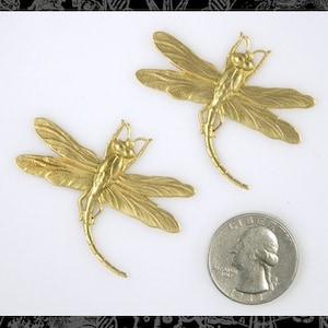 May include: Two gold-colored dragonfly charms, each with intricate details and delicate wings. The charms are approximately the size of a US quarter.