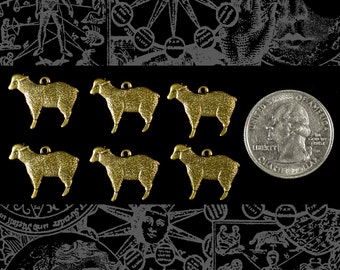 Antiqued Brass Sheep Charms - Set of Six *AB-C150