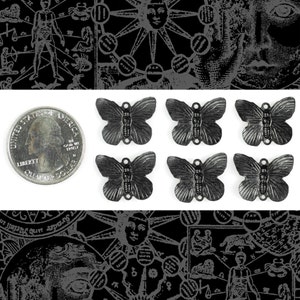 Black Plated Brass Plated Brass Butterfly Two Ring Connectors - Set of Six - BB-2C49 image 2