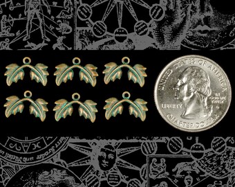 Verdigris Plated Brass Grape Leaf Connectors Set of Six * V-C22