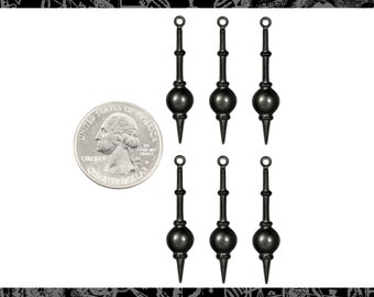 Black Finished Brass Victorian Bulb Drop Charms Set of Six * BB-C64