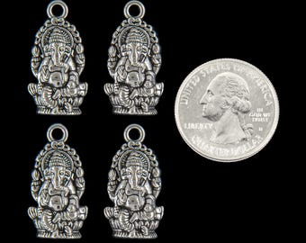 Silber-Finish Ganesh Anhänger - Vier-Set - ZS-P23