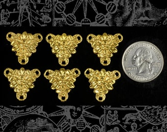 Raw Brass Floral Triangle Connectors - Set of Six - XXX - *B-3C25