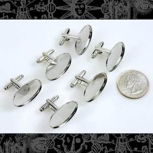 Silver Plated Cuff Link Blanks with Oval 24mm x 18mm Settings - Three Pairs - Cuff3