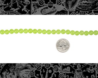 Lime 8mm Round Chalcedony Beads, One Strand Bead-B77