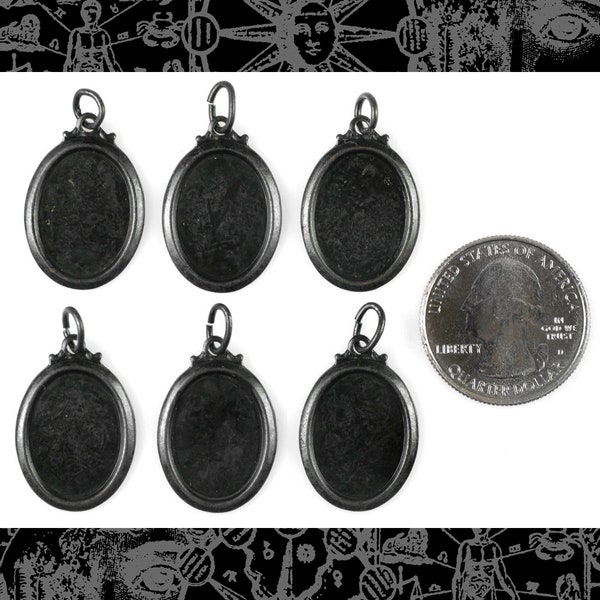 Vintage Simple Black Plated Brass Cameo Frames for 13mm x 18mm - Set of Six - BB-F11