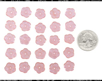 Perles de fleurs plates en forme de moulinet 12 mm en rose pâle rosaline 25 perles environ GB-PWF04