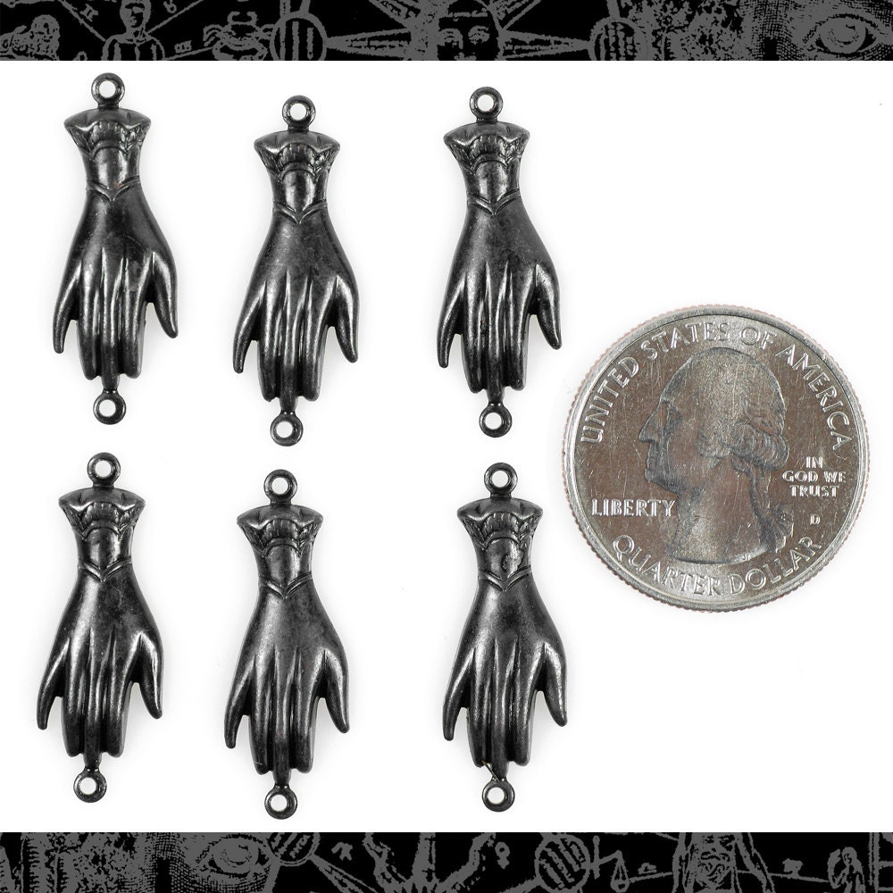 Black Plated Brass Hand Connectors - Set of Six - XXX - *BB-2C15