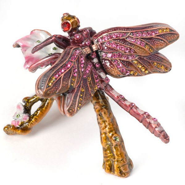 Pink Dragonfly Enameled Gift Box with Bling XXX *  GB-2