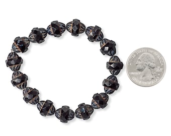 Black Turbine Beads with Picasso Finish - GB-B84