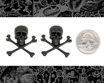 Black Plated Brass Skull and Crossbones Pendants - Set of Two - BB-P25